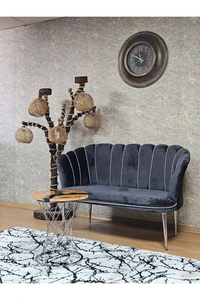 İkili Krom Kaplama Sivriltme Ayak Füme Döşeme Papatya Çay Seti Koltuk Takımı , Balkon, Salon, Ofis, Cafe Koltuk Takımı - Resim 3