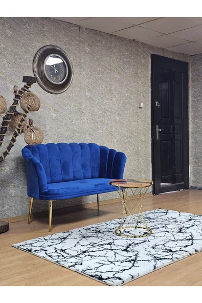 İkili Gold Kaplama Sivriltme Ayak Mavi Döşeme Papatya Çay Seti Koltuk Takımı , Balkon, Salon, Ofis, Cafe Koltuk Takımı - Resim 2