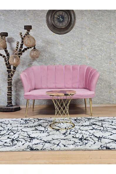 İkili Gold Kaplama Sivriltme Ayak Pembe Döşeme Papatya Çay Seti Koltuk Takımı , Balkon, Salon, Ofis, Cafe Koltuk Takımı