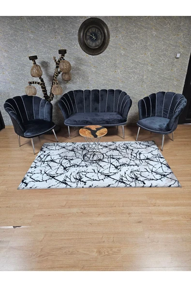 Krom Kaplama Sivriltme Ayak Füme Döşeme Papatya Çay Seti Koltuk Takımı , Balkon, Salon, Ofis, Cafe Koltuk Takımı - Resim 3