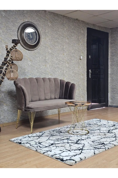 İkili Gold Kaplama  Tel Ayak Kahverengi Döşeme Papatya Çay Seti Koltuk Takımı , Balkon, Salon, Ofis, Cafe Koltuk Takımı - 2