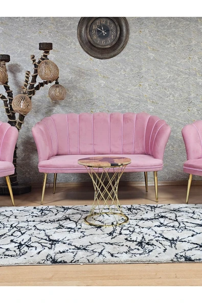 Gold Kaplama Sivriltme Ayak Pembe Döşeme Papatya Çay Seti Koltuk Takımı , Balkon, Salon, Ofis, Cafe Koltuk Takımı - 2
