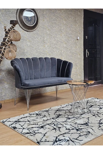 İkili Krom Tel Ayak Füme Döşeme Papatya Çay Seti Koltuk Takımı , Balkon, Salon, Ofis, Cafe Koltuk Takımı - 2