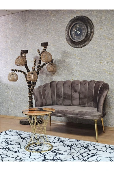 İkili Gold Kaplama Sivriltme Ayak Kahverengi Döşeme Papatya Çay Seti Koltuk Takımı , Balkon, Salon, Ofis, Cafe Koltuk Takımı - 3