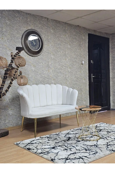 İkili Gold Kaplama Sivriltme Ayak Krem Döşeme Papatya Çay Seti Koltuk Takımı , Balkon, Salon, Ofis, Cafe Koltuk Takımı - 3