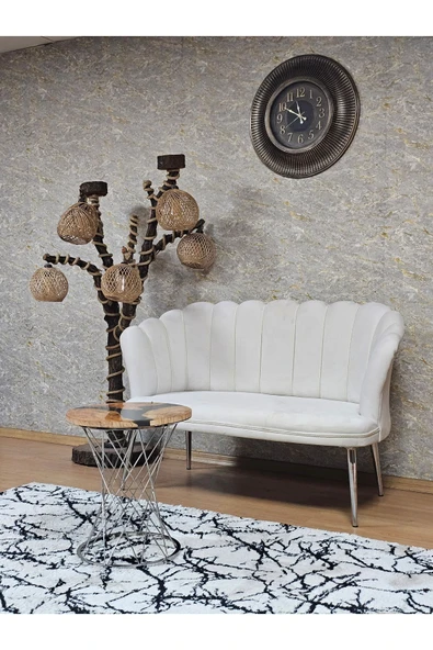 İkili Krom Kaplama Sivriltme Ayak Krem Döşeme Papatya Çay Seti Koltuk Takımı , Balkon, Salon, Ofis, Cafe Koltuk Takımı - 3