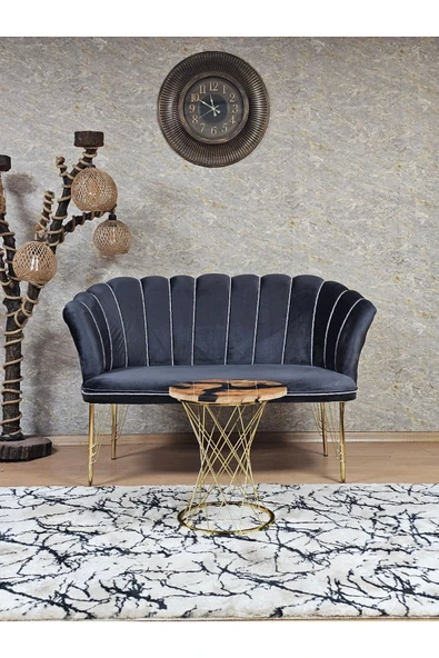 İkili Gold Kaplama Tel Ayak Füme Döşeme Papatya Çay Seti Koltuk Takımı , Balkon, Salon, Ofis, Cafe Koltuk Takımı