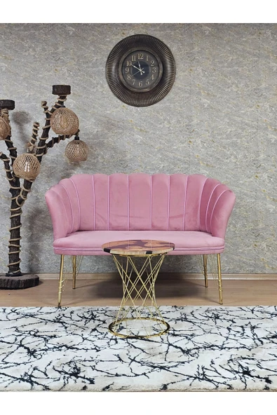 İkili Gold Kaplama Tel Ayak Pembe Döşeme Papatya Çay Seti Koltuk Takımı , Balkon, Salon, Ofis, Cafe Koltuk Takımı