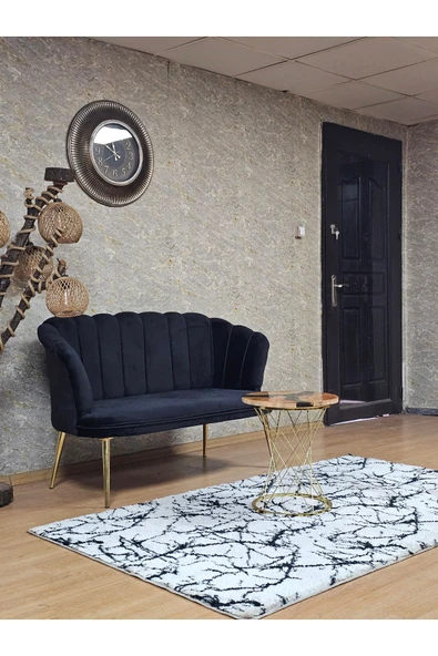 İkili Gold Kaplama Sivriltme Ayak Siyah Döşeme Papatya Çay Seti Koltuk Takımı , Balkon, Salon, Ofis, Cafe Koltuk Takımı - Resim 2