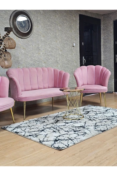 Gold Kaplama Sivriltme Ayak Pembe Döşeme Papatya Çay Seti Koltuk Takımı , Balkon, Salon, Ofis, Cafe Koltuk Takımı - 5