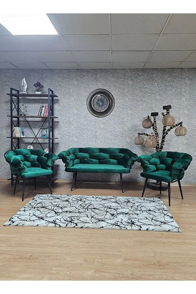 Siyah Boyalı - Yeşil Döşeme | Balon Çay Seti | Balkon Koltuk | Berjer | Balkon Çay Seti