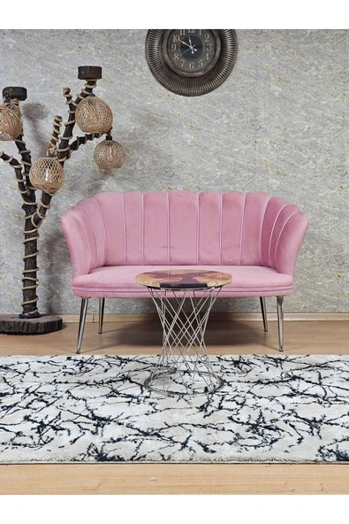 İkili Krom Kaplama Sivriltme Ayak Pembe Döşeme Papatya Çay Seti Koltuk Takımı , Balkon, Salon, Ofis, Cafe Koltuk Takımı