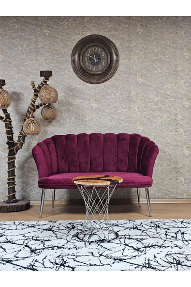 İkili Krom Kaplama Sivriltme Ayak Bordo Döşeme Papatya Çay Seti Koltuk Takımı , Balkon, Salon, Ofis, Cafe Koltuk Takımı