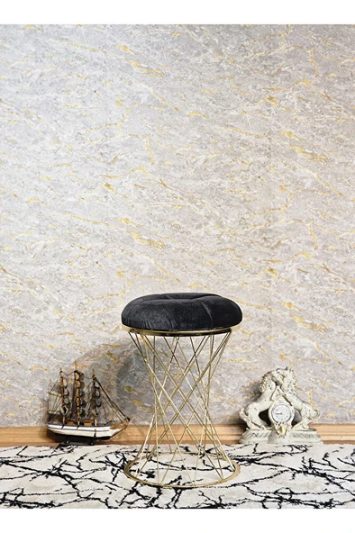 Yuvarlak Gold Kaplama Puf Oturak - Bench - Ayak Ucu Oturak - Tabure - Makyaj Oturak FÜME Renk Yuvarlak Boyut/Ebat - Resim 6