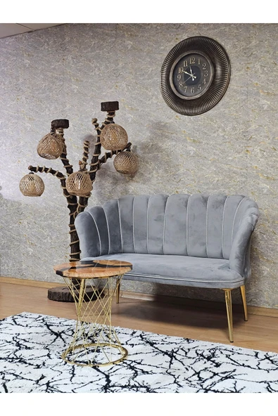 İkili Gold Kaplama Sivriltme Ayak Gri Döşeme Papatya Çay Seti Koltuk Takımı , Balkon, Salon, Ofis, Cafe Koltuk Takımı - 3