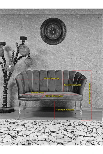 İkili Beyaz Boyalı Tel Ayak Gri Döşeme Papatya Çay Seti Koltuk Takımı , Balkon, Salon, Ofis, Cafe Koltuk Takımı - 4