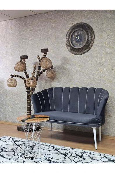 İkili Beyaz Boyalı Sivriltme Ayak Füme Döşeme Papatya Çay Seti Koltuk Takımı , Balkon, Salon, Ofis, Cafe Koltuk Takımı - 3