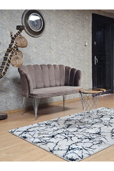 İkili Krom Tel Ayak Kahverengi Döşeme Papatya Çay Seti Koltuk Takımı , Balkon, Salon, Ofis, Cafe Koltuk Takımı - 2