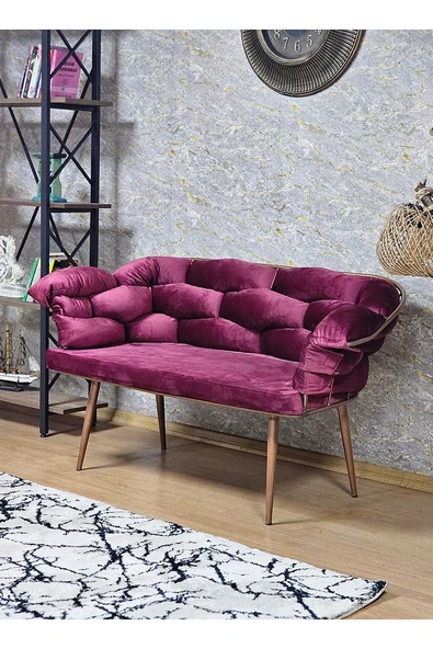 Ikili Bakır Boyalı - Bordo Döşeme | Balon Çay Seti | Balkon Koltuk | Berjer | Balkon Çay Seti - Resim 3