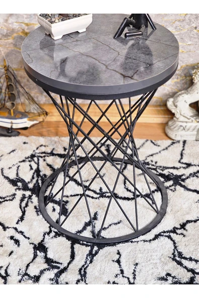 Siyah Boyalı Pota 34 cm Suntalem Tablalı  Sehpa -  Aris Antrasit Suntalem Sehpa - Ahşap Sehpa - Zigon Sehpa - 3