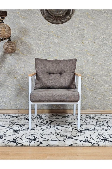 Tekli Beyaz Boyalı Bahçe - Balkon - Mutfak Çay Seti Takımı Bahçe Koltuk Takımı