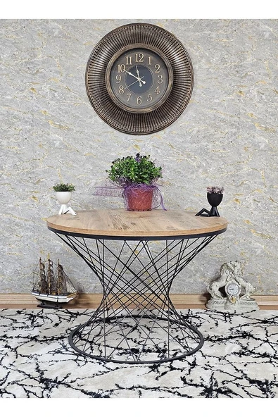 Siyah Fırınlı Statik Boya Atlas Çam Suntalem Tabla Pota Orta Sehpa - Siyah Orta Sehpa - 4