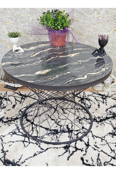 Siyah Fırınlı Statik Boya Luanda Suntalem Tabla Pota Orta Sehpa - Siyah Orta Sehpa - 3