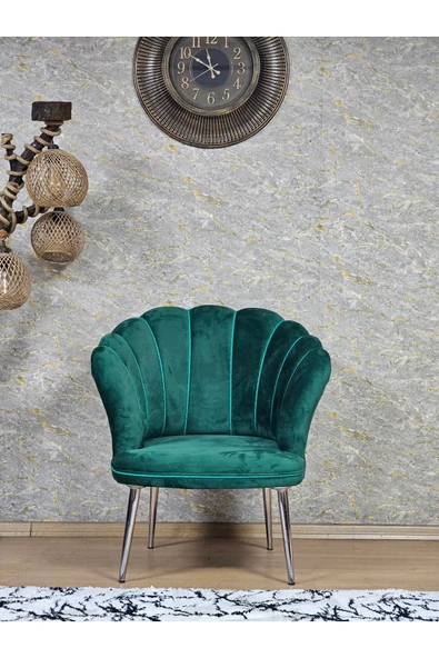 Tekli Krom Kaplama Sivriltme Ayak Yeşil Döşeme Papatya Çay Seti Koltuk Takımı , Balkon, Salon, Ofis, Cafe Koltuk Takımı