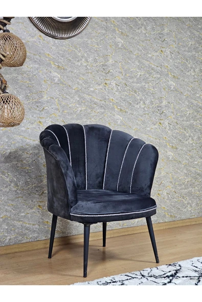Tekli Siyah Boyalı Sivriltme Ayak Füme Döşeme Papatya Çay Seti Koltuk Takımı , Balkon, Salon, Ofis, Cafe Koltuk Takımı - 2