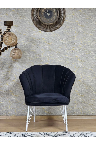 Tekli Beyaz Boyalı Tel Ayak Siyah Döşeme Papatya Çay Seti Koltuk Takımı , Balkon, Salon, Ofis, Cafe Koltuk Takımı