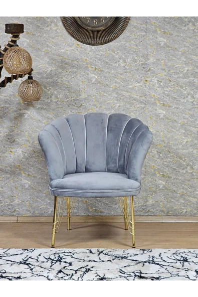 Tekli Gold Kaplama Tel Ayak Gri Döşeme Papatya Çay Seti Koltuk Takımı , Balkon, Salon, Ofis, Cafe Koltuk Takımı