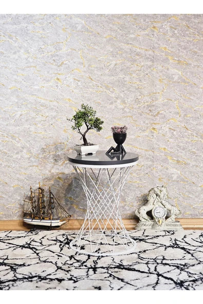 Beyaz Boyalı Pota 34 cm Suntalem Tablalı Sehpa - Aris Antrasit Suntalem Sehpa - Ahşap Sehpa - Zigon Sehpa - 4