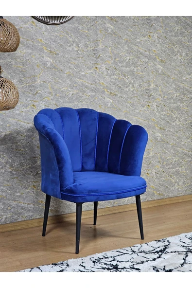 Tekli Siyah Boyalı Sivriltme Ayak Mavi Döşeme Papatya Çay Seti Koltuk Takımı , Balkon, Salon, Ofis, Cafe Koltuk Takımı - 2