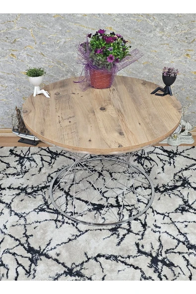 Krom Kaplama  Suntalem Pota Orta Sehpa  Atlas Çam Suntalem Sehpa - Sehpa - Orta Sehpa - Yan Sehpa - 4