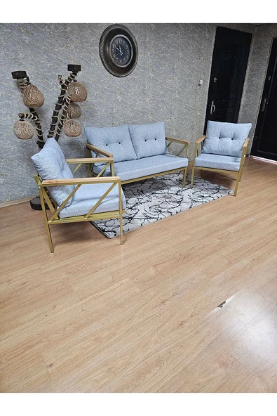 Gold Boyalı Bahçe - Balkon - Mutfak Çay Seti Takımı Bahçe Koltuk Takımı - 4