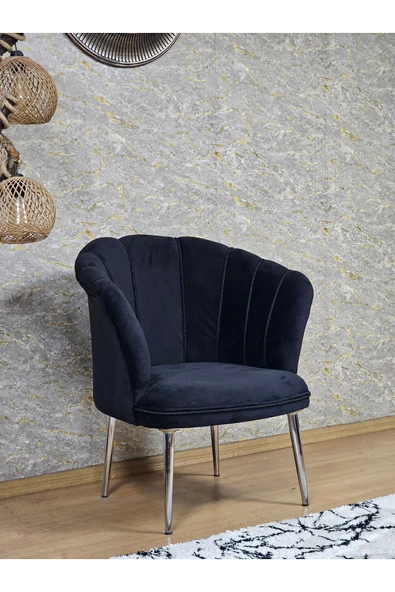 Tekli Krom Kaplama Sivriltme Ayak Siyah Döşeme Papatya Çay Seti Koltuk Takımı , Balkon, Salon, Ofis, Cafe Koltuk Takımı - 2