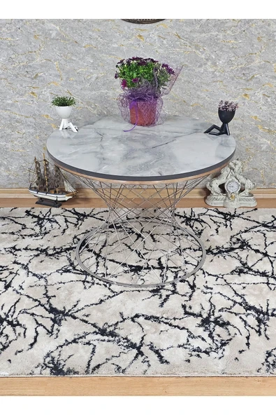 Krom Kaplama  Suntalem Pota Orta Sehpa  Marmol Suntalem Sehpa - Sehpa - Orta Sehpa - Yan Sehpa