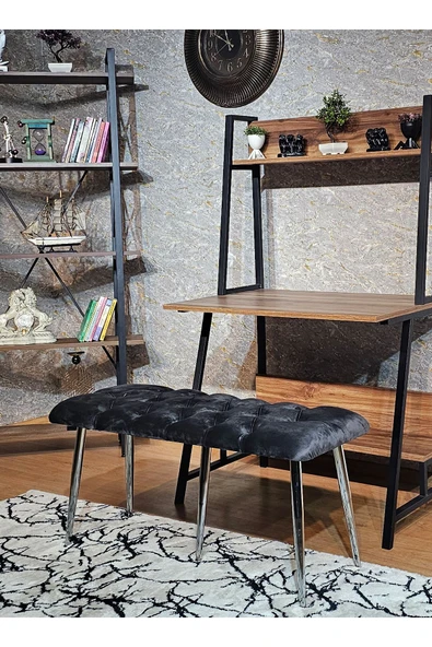 100'lük Benc – Krom Kaplama Sivriltme Ayaklı Füme Döşemeli Oturak, Bench, Oturak, Makyaj Pufu