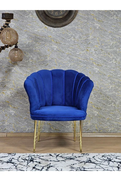 Tekli Gold Kaplama Tel Ayak Mavi Döşeme Papatya Çay Seti Koltuk Takımı , Balkon, Salon, Ofis, Cafe Koltuk Takımı ürün görseli 1