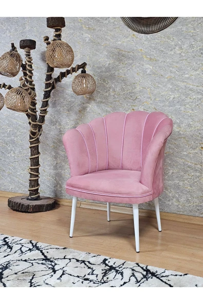 Tekli Beyaz Boyalı Sivriltme Ayak Pembe Döşeme Papatya Çay Seti Koltuk Takımı , Balkon, Salon, Ofis, Cafe Koltuk Takımı - 4