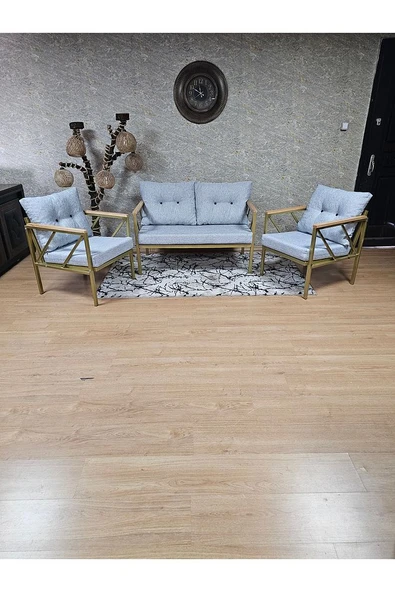 Gold Boyalı Bahçe - Balkon - Mutfak Çay Seti Takımı Bahçe Koltuk Takımı - 3