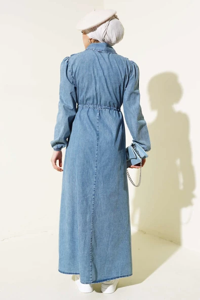 FIRFIRLI FERMUARLI BALON KOL KOT ELBİSE - 4