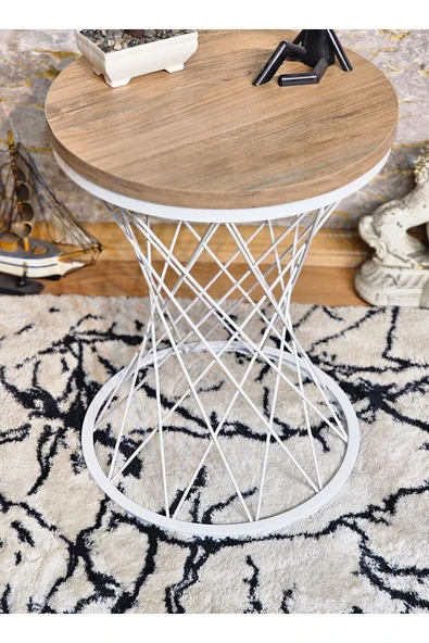 Beyaz Boyalı Pota 34 cm Suntalem Tablalı Sehpa - Atlas Çam Suntalem Sehpa - Ahşap Sehpa - Zigon Sehpa - 2