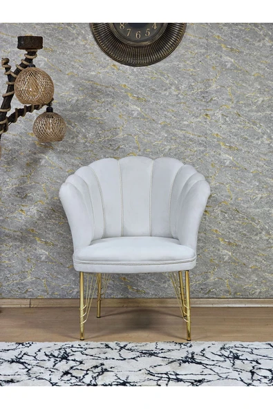 Tekli Gold Kaplama Tel Ayak Krem Döşeme Papatya Çay Seti Koltuk Takımı , Balkon, Salon, Ofis, Cafe Koltuk Takımı