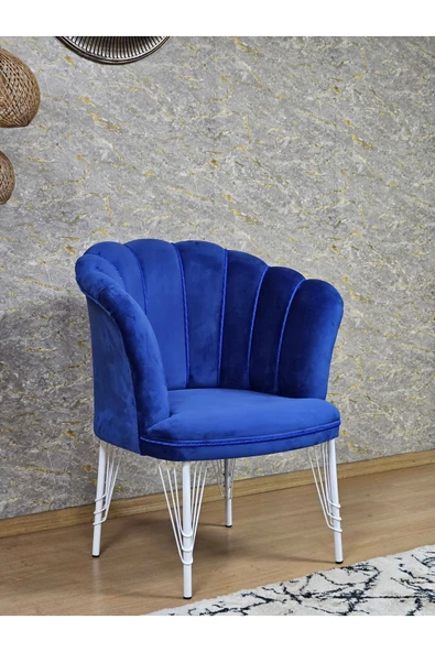 Tekli Beyaz Boyalı Tel Ayak Mavi Döşeme Papatya Çay Seti Koltuk Takımı , Balkon, Salon, Ofis, Cafe Koltuk Takımı - 2