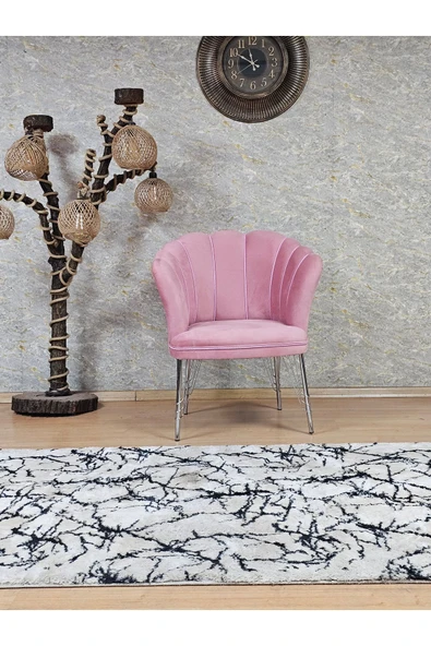 Tekli Krom Tel Ayak Pembe Döşeme Papatya Çay Seti Koltuk Takımı , Balkon, Salon, Ofis, Cafe Koltuk Takımı