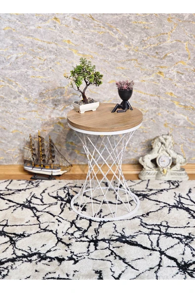 Beyaz Boyalı Pota 34 cm Suntalem Tablalı Sehpa - Atlas Çam Suntalem Sehpa - Ahşap Sehpa - Zigon Sehpa - 5