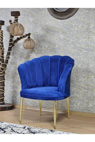 Tekli Gold Kaplama Tel Ayak Mavi Döşeme Papatya Çay Seti Koltuk Takımı , Balkon, Salon, Ofis, Cafe Koltuk Takımı - Resim 3