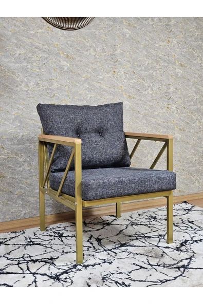 Tekli Gold Boyalı Bahçe Füme Döşeme - Balkon - Mutfak Çay Seti Takımı Bahçe Koltuk Takımı - 2