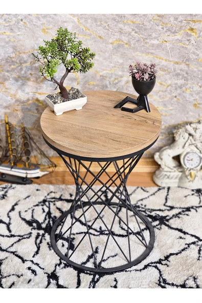 Siyah Boyalı Pota 34 cm Suntalem Tablalı Sehpa - Atlas Çam Suntalem Sehpa - Ahşap Sehpa - Zigon Sehpa